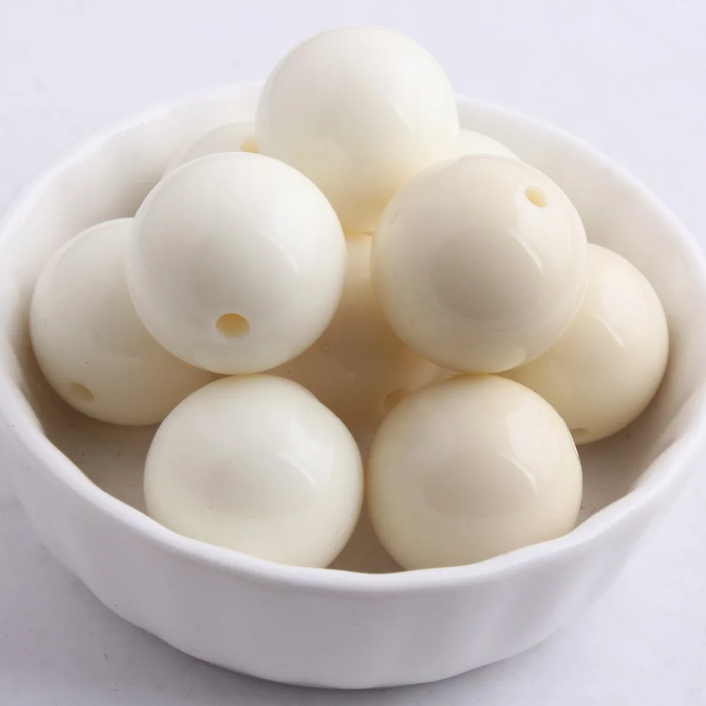 

Kwoi vita Pastel ivory Color Chunky 20MM 100pcs Acrylic Solid Bubble Gumball Beads for Kids Necklace