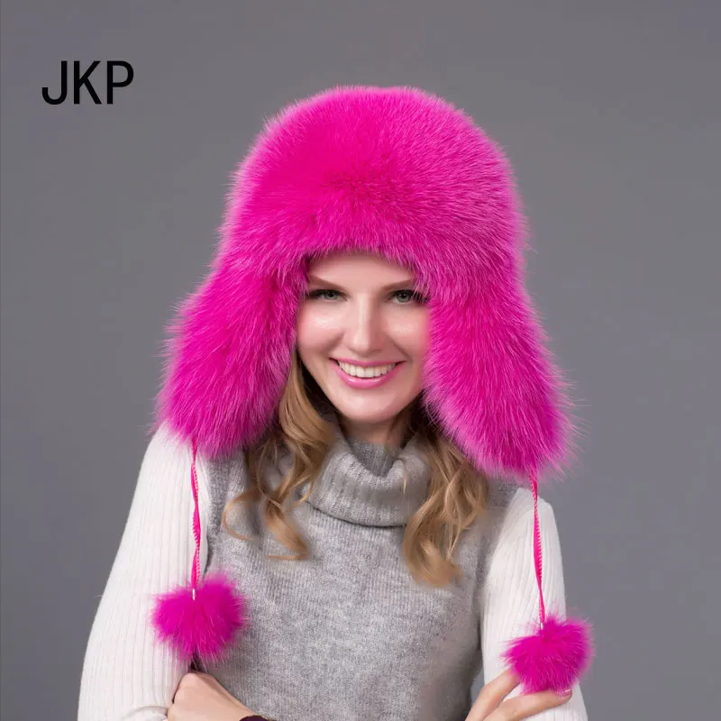 Зимняя меховая шапка из натурального меха лисы осенне-зимняя женская зимняя куртка-бомбер - Цвет: I