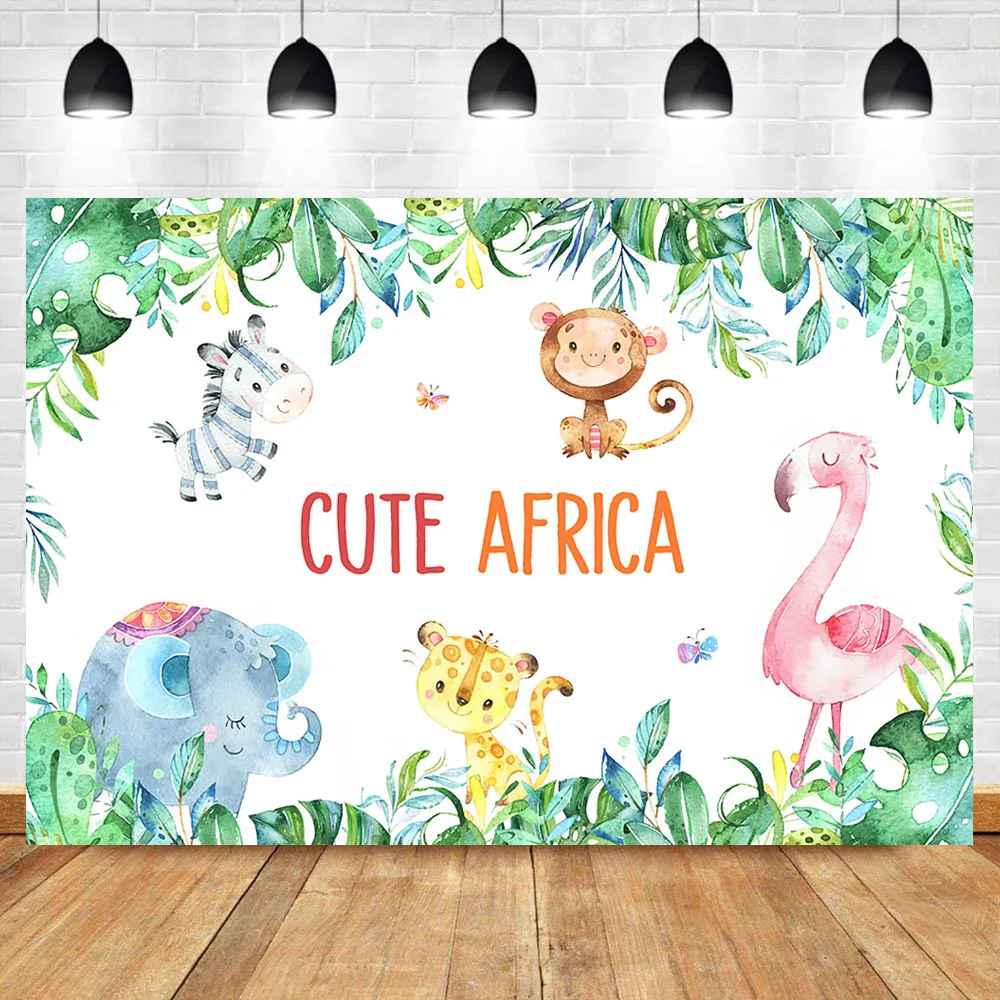 

Animal Backdrops Cute Africa Elephant Kids Children Birthday Party Banner Background Photography Dessert Table Decoration