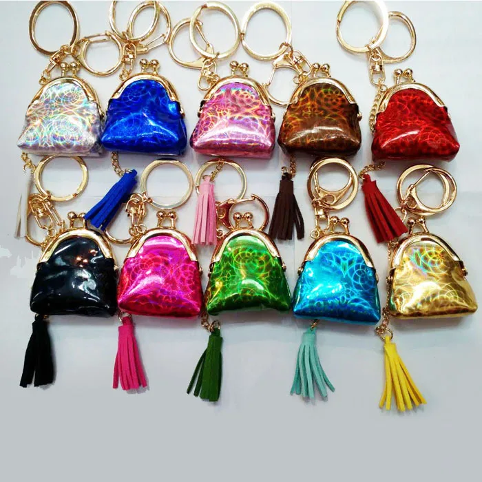 small purse key chain fluorescent mini package change handbags key chain accessories mixed color