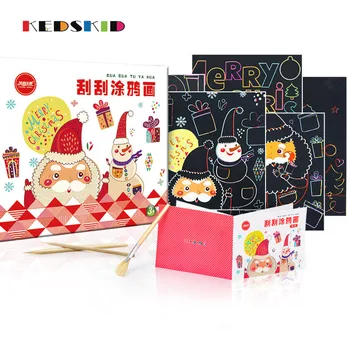 

Decorative painting scratch Scraping painting drawing paper world Santa Claus christmas tree pictures Christmas gift
