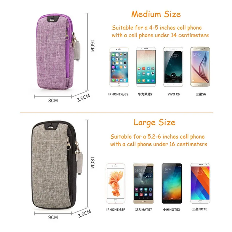 6inches Running Bag with Earphone Hole Jogging Gym Running Armband Bag Mobile Phone Pouch Holder Outdoor Sport Fitness Wrist Bag