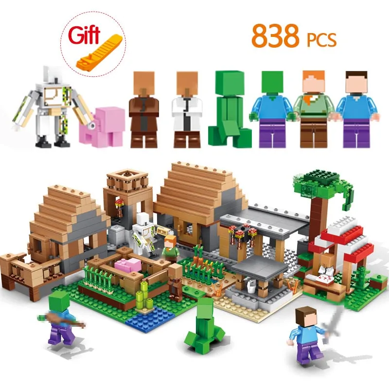 

838PCS Ghost Village Building Blocks Compatible LegoINGLY Minecrafted The Village 21128 Figures Bricks Educational Toys For Kids
