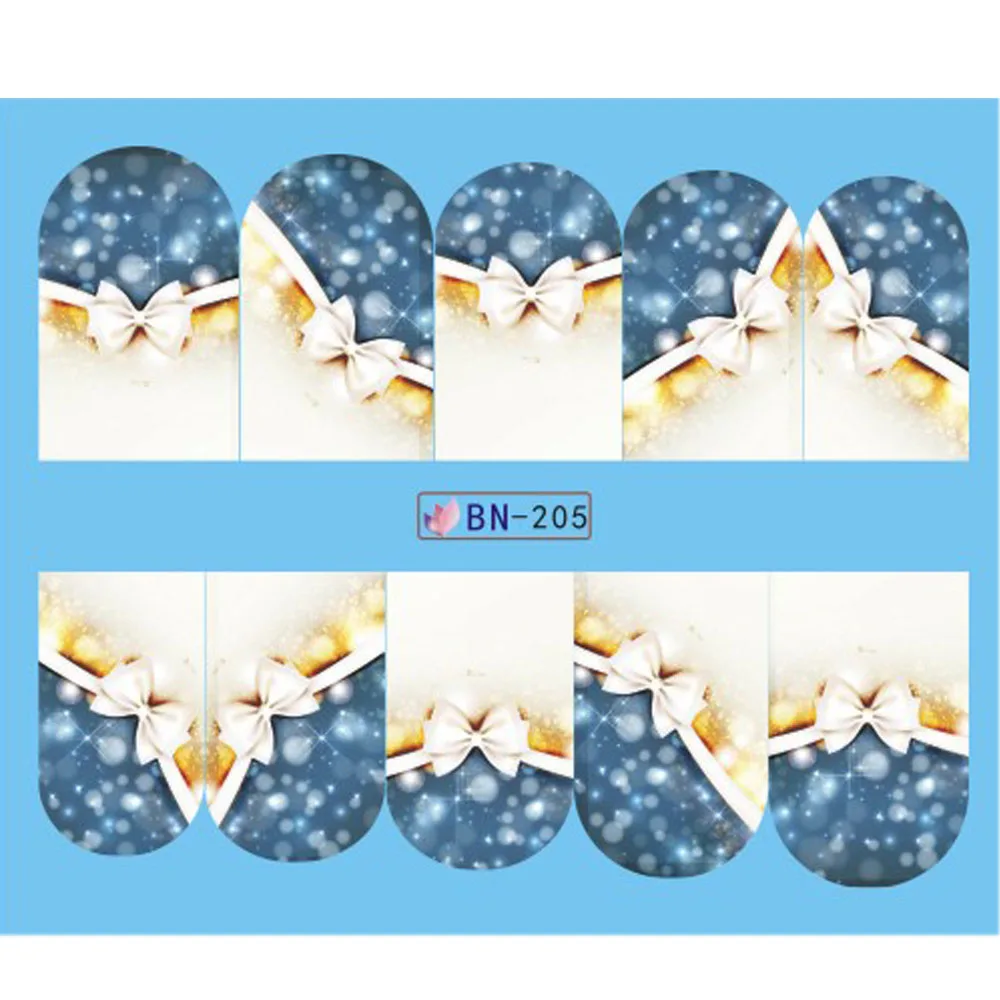 1 шт. водяные наклейки для ногтей искусство переводные наклейки белые блестящие снежинки цветок Маникюр трафарет слайдеры инструменты для украшения JID068 - Цвет: BN205