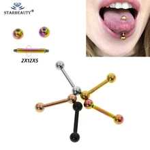 2 шт. 2*12 мм из нержавеющей стали приндлежности для пирсинга языка внутренней резьбой прямое тело набор для пирсинга 12 г