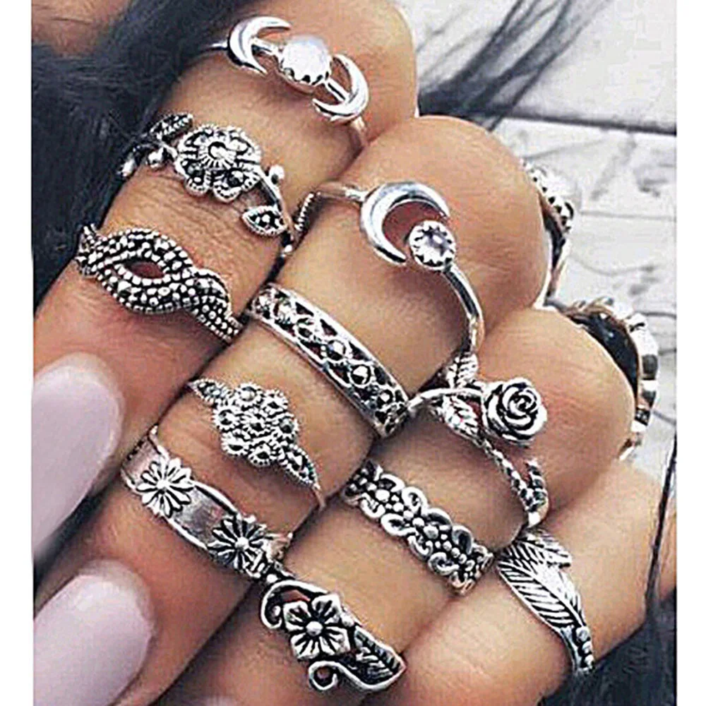 

11Pcs Set Silver Gold Boho Woman Rings Arrow Moon Joint Midi Finger Rings Knuckle Rings Set Female Jewelry Bijoux Femme