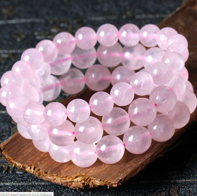 Natural Pink Quartz Beaded Bracelet Crystal Powder Natural Pink Quartz Beaded Bracelet