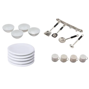 

1:12 Dollhouse Miniature Accessories Bowl Plate Coffee Cup Kitchenware Set
