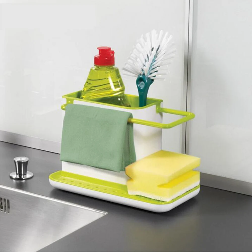 

1PC Storage Shelf Sponge Kitchen Draining Sink Box Draining Rack Dish Storage Rack Kitchen Organizer Stands Tidy Towel Rack 390E