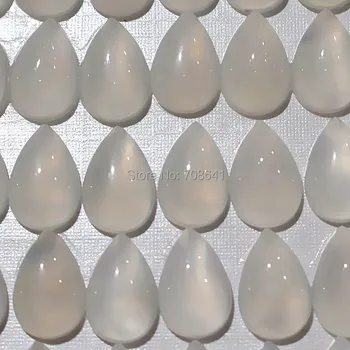 

8x12mm New Drop Dome Natural White Chalcedony stone Cabochons CABs Stone Flat Back Jewelry teardrop Cabochon Wholesale