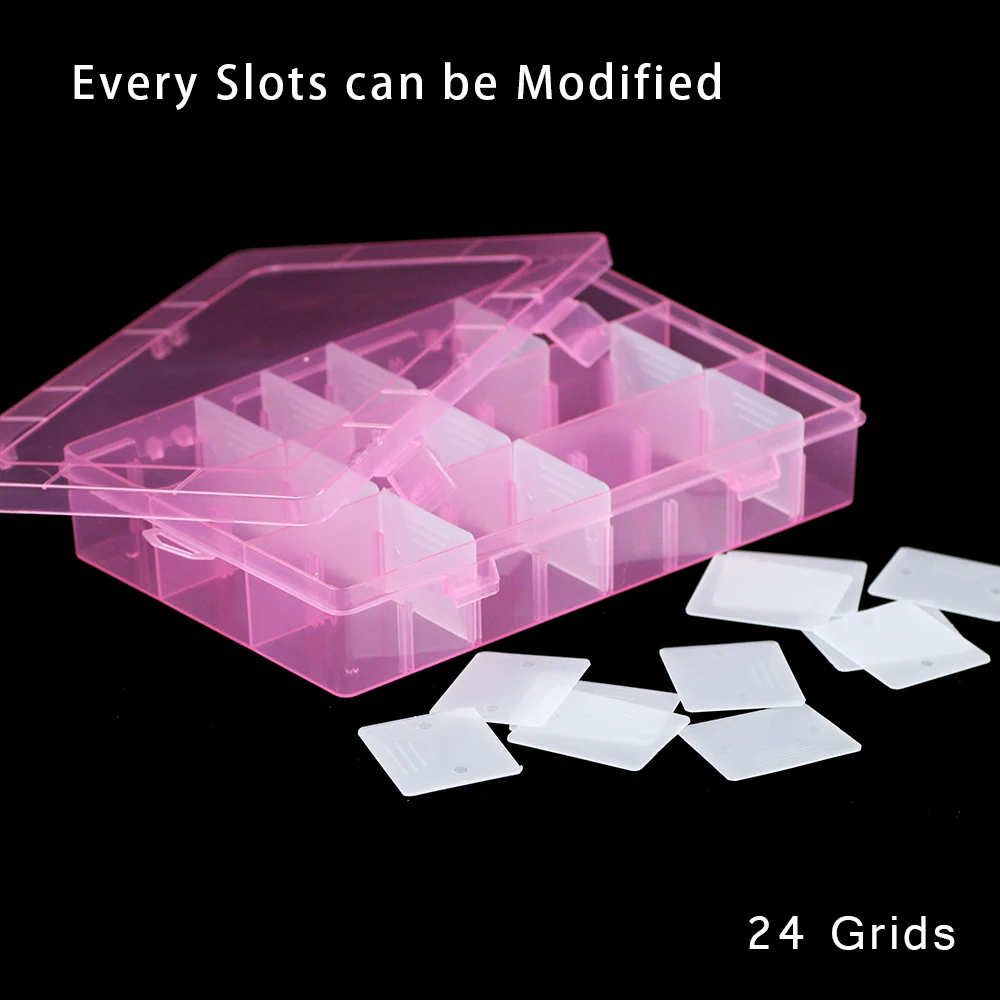 

BTFBES 24 Slots Adjustable Plastic Jewelry Box Organizer Bead Storage Case Craft DIY Jewelry Container Earrings Rings Gift Boxes