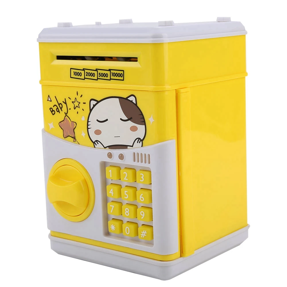 Детская игрушка Банк ATM Электрический пароль Копилка горшок Детская копилка ролевые игрушки Автоматическое сохранение музыки для детского подарка - Цвет: Цвет: желтый