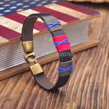 G160 черный B кожа конопли Плетеный Серфер браслет наручная повязка наручник металлическая застежка новые мужские