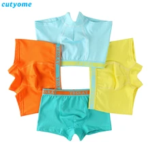 1pc Boys Underwear Boxer Cutyome Pure Color Cotton Kids Thong Briefs Puberty Underpants 2-15 Yrs Teenages Wearing Undies Panties
