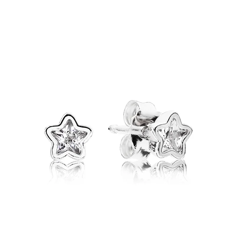 

PANDOCI 100% Plata de Ley 925 1:1 290597CZ pendientes STARSHINE tachuelas pendientes Vintage Original joyería de boda al por ma