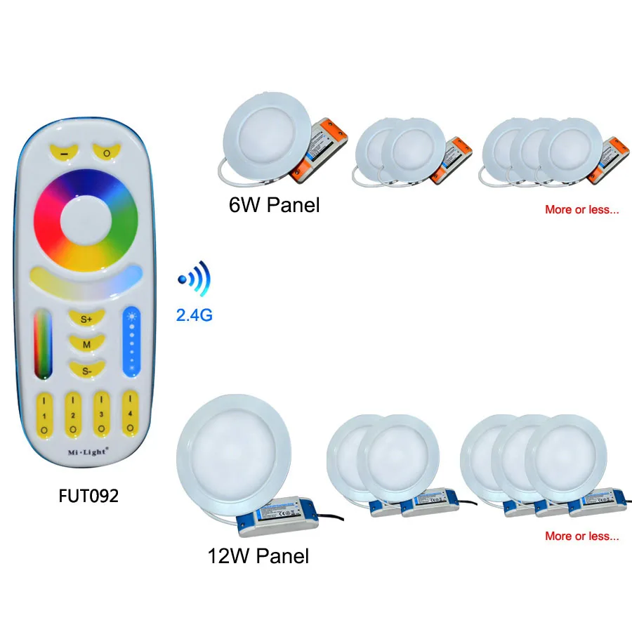 Milight 6 вт 12 вт светодиодный светильник-панель с регулируемой яркостью RGB CCT AC85-265V круглый встраиваемый светодиодный светильник для помещений, спальни, кухни