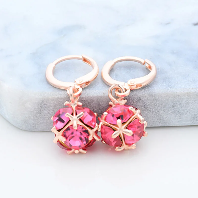 1pair Gold Color Shiny Beautiful Ball CZ Cubic Zirconia Dangle Earrings Jewelry 4 Colors Choose Drop Ship | Украшения и