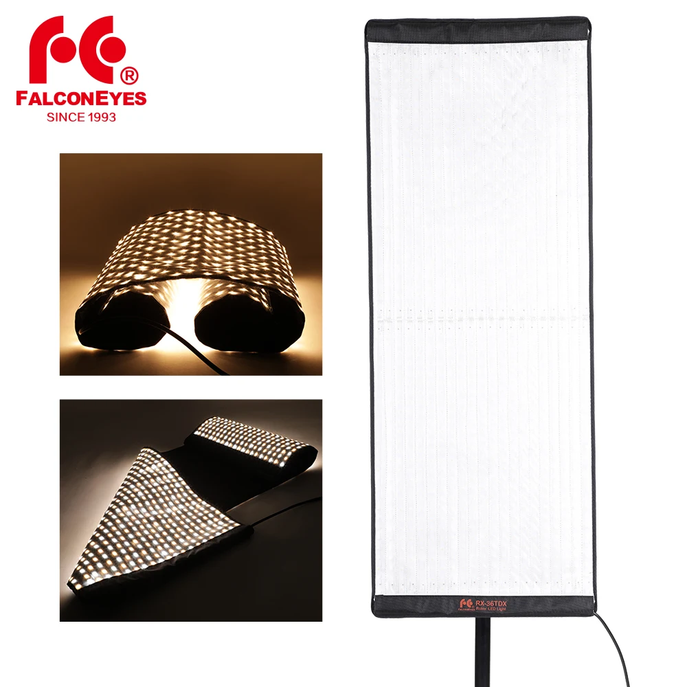 

Falcon Eyes RX-36TDX Flexible Rollable Cloth LED Fill-in Light Lamp Studio Video Lighting Panel 240W Bi-Color 3000K-5600K
