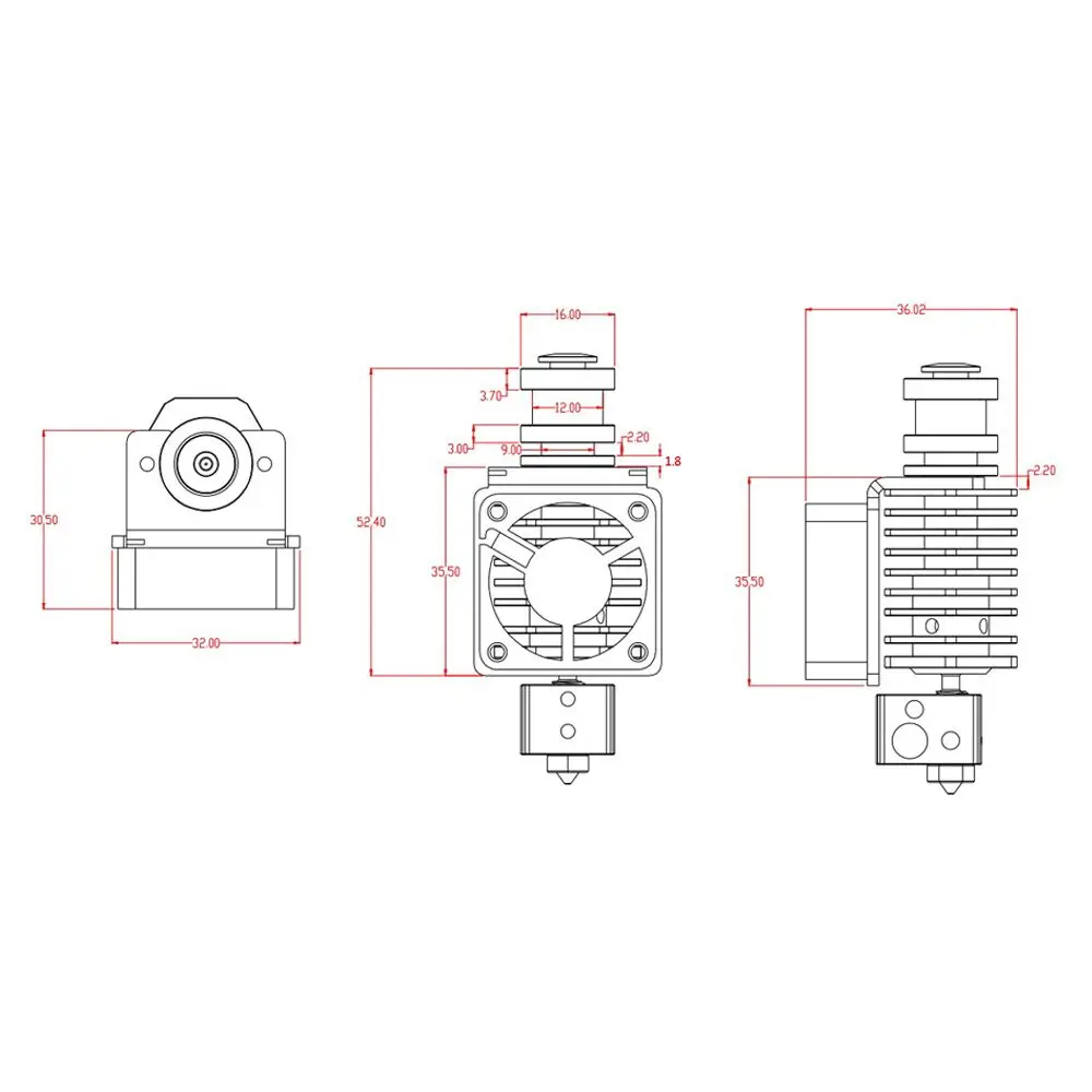 Обновление 3D V6 Боуден экструдер шестигранный Hotend комплект для 1,75/0,4 мм нити с нагревателем HT-NTC100K Термистор для 3d принтеров