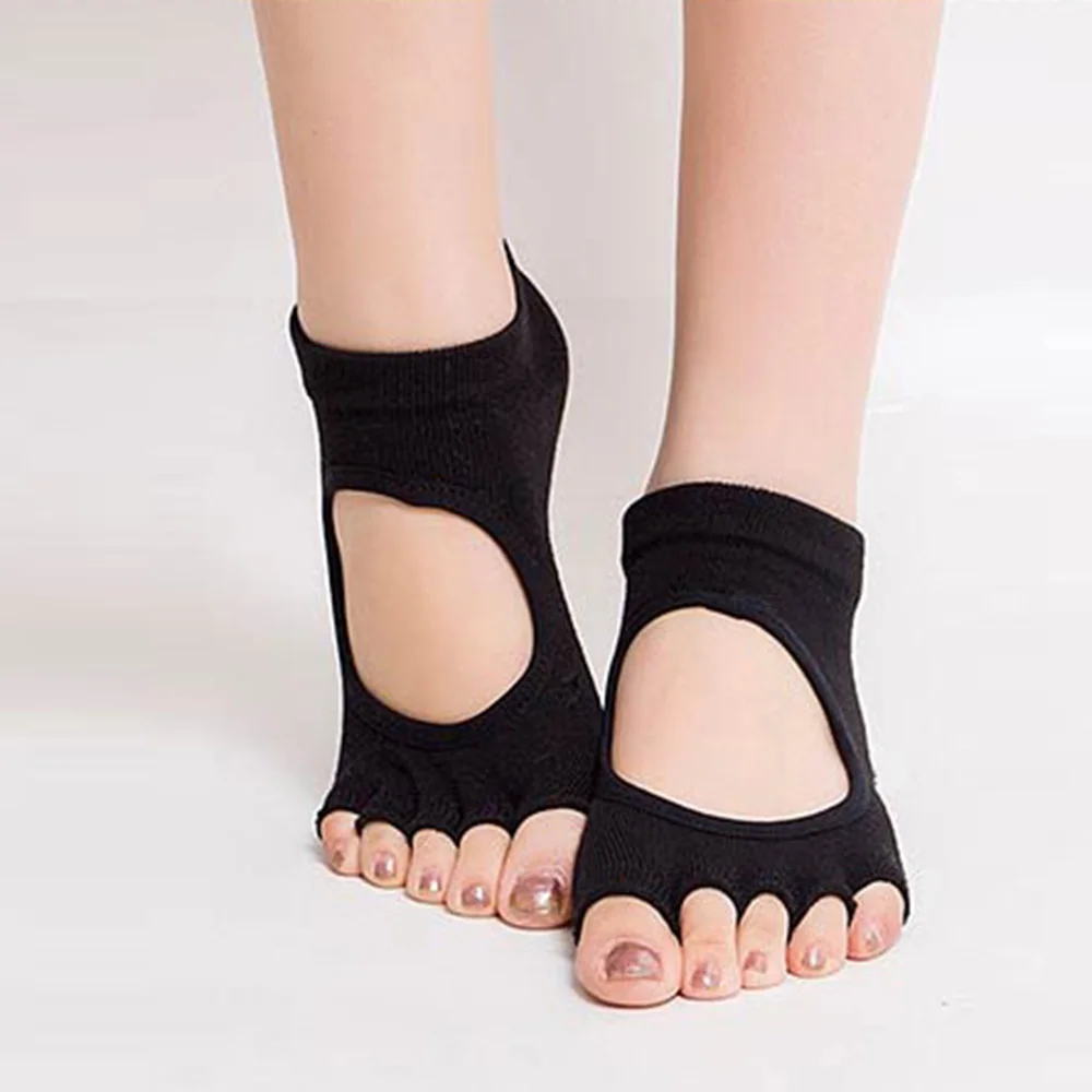 Women Toe Socks Anti Slip Half Five Fingers Backless Silicone Non slip
