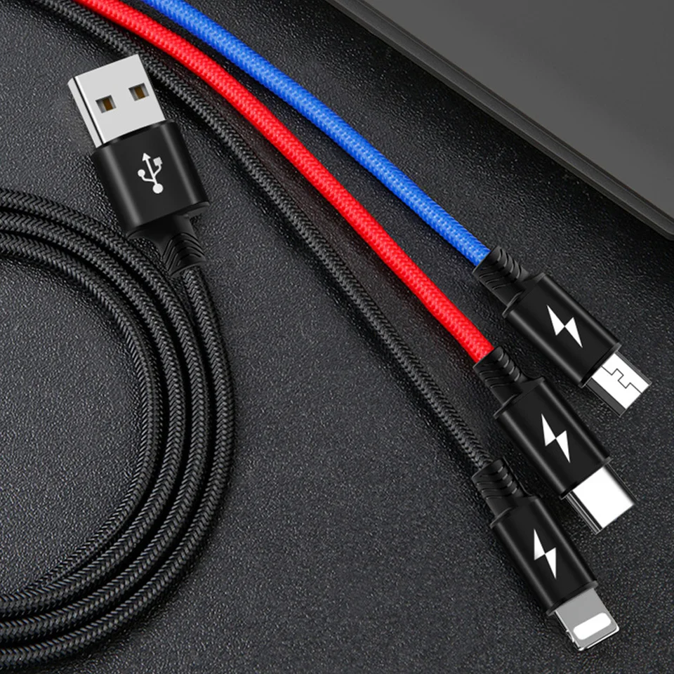 3 в 1 usb type C кабель для зарядки 0,3 м 1,2 м 2 м Micro USB Andriod длинный кабель Универсальный Мульти USB кабель для зарядного устройства для Oppo Oneplus