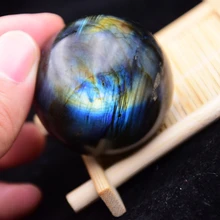 40 мм натуральный Лабрадорит Хрустальная насадка шар Blu-Ray драгоценный камень