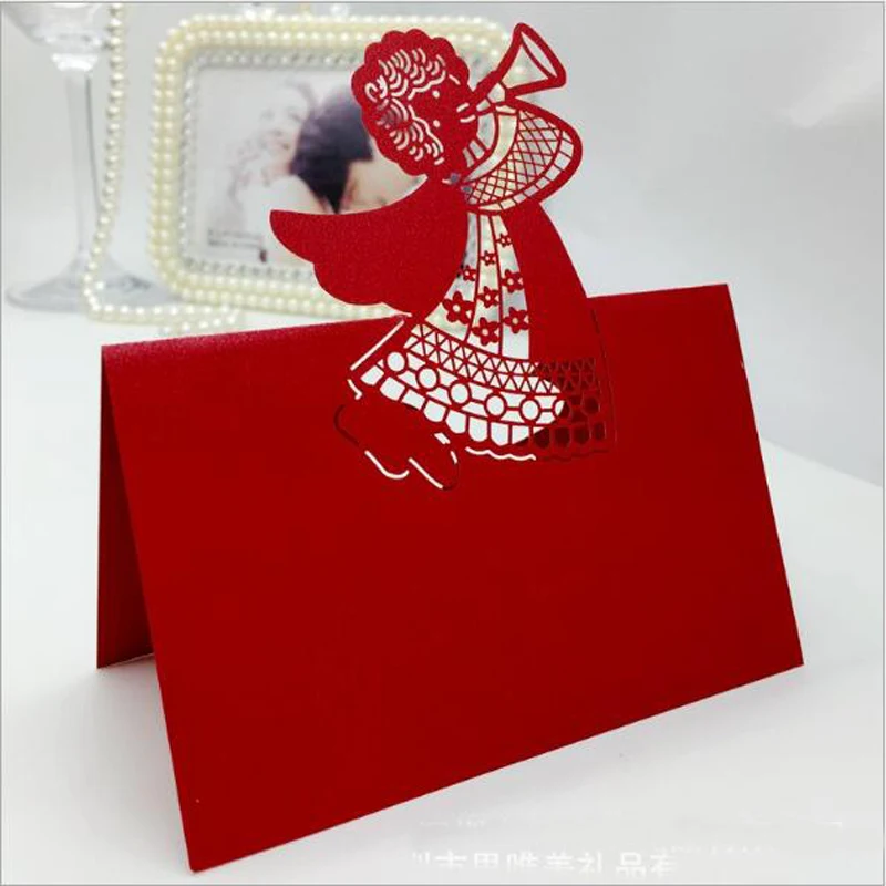 10 Colors 50pcs Angel Laser Cut Table Name Place Cards Favor Table Name Message Setting Card Wedding Birthday Party Supplies (3)