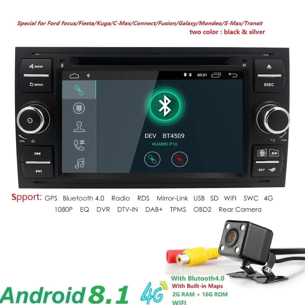 

Quad Core AutoRadio 2 din Android 8.1 Car DVD Multimedia Player For Ford Focus 2 3 Mondeo S C Max Fiesta Galaxy Car Audio Wifi