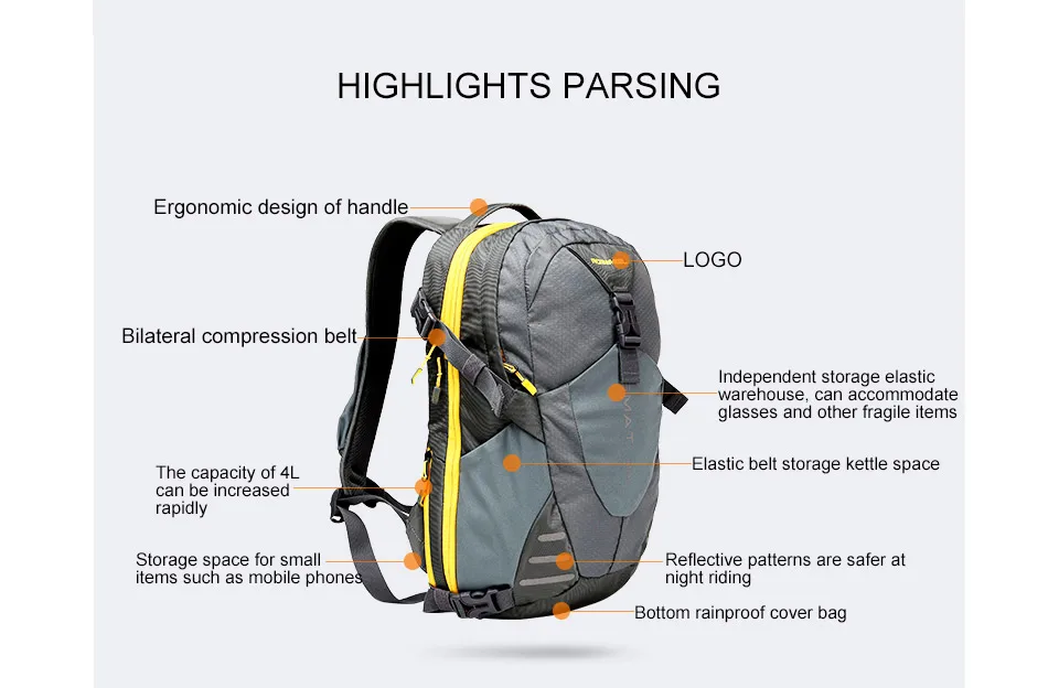 Adolescentes das Meninas dos Homens Bolsa de Escola Mochila de Viagem ao ar Livre à Prova Náilon Mochilas Esportivas Portátil Grande Dwaterproof Água Cinza Amarelo 22l 5 22l náilon mochilas esportivas adolescentes das meninas
