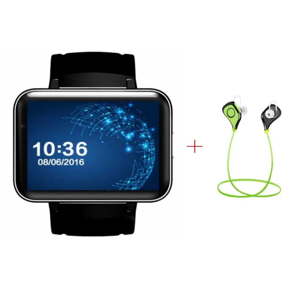 Slimy DM98 Bluetooth Android 4,4 OS Смарт-часы с 512 Мб оперативной памяти 4G rom 3g умные часы с Wi-Fi наручные часы с GPS 900 Mah 2,2 дюймовый экран - Цвет: Black and Earphone