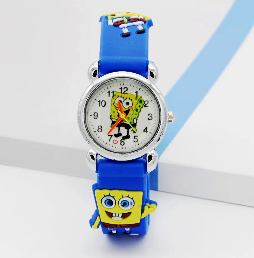 New Arrival 3D Cartoon Silicone Band children cartoon quartz watches christmas gift SpongeBob Watch 1pcs