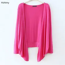 Hzhtmy весна осень длинный рукав кардиган неровный подол шаль летняя Солнцезащитная одежда женское Свободное пальто трикотажные кардиганы