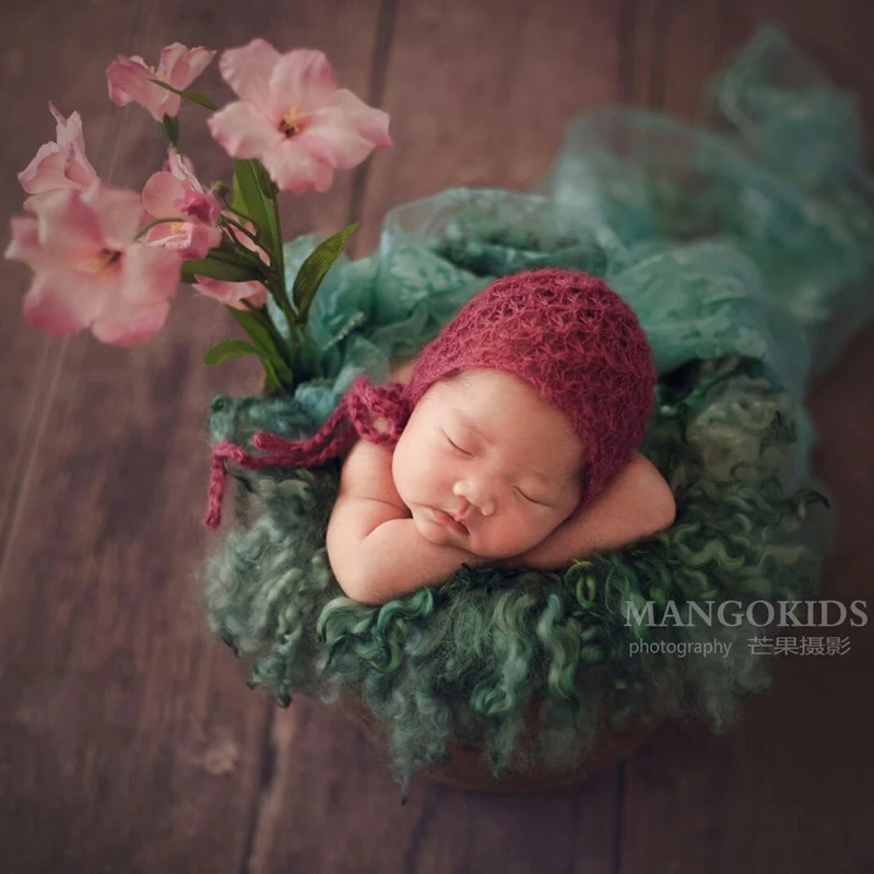 Newborn bonnet photography props,Angola mohair hat for baby photography props