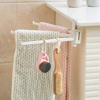 

Japanese-style multi-purpose kitchen can be rotated 3 hooks hanging cloth hanging bathroom adjustable towel hanging debris rack