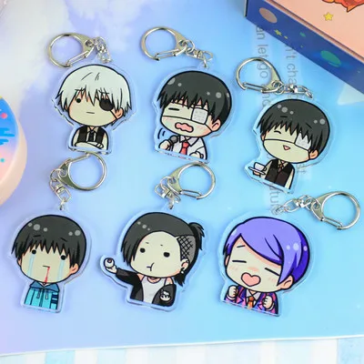 7 Style Anime Tokyo Ghoul Keychain Acrylic Keyring Kaneki Ken Uta JUZO SUZUYA High Quality Cosplay Jewelry Q Version Fans Gift | Украшения