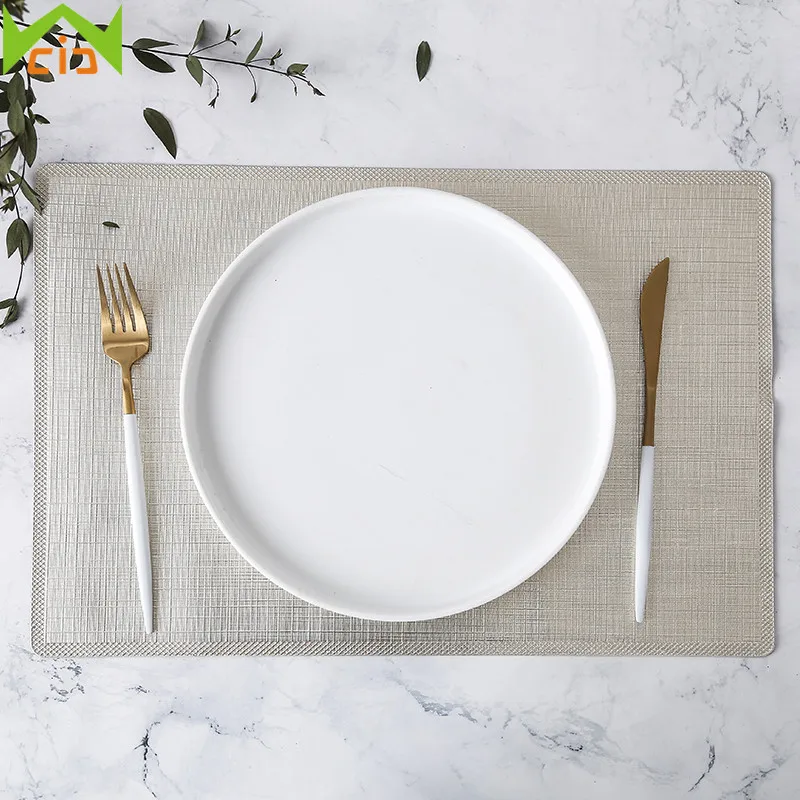 WCIC Anti Skid PU Leather Table Mat Waterproof Placemat Kitchen Restaurant Cafe Tableware Pads Heat Resistant Dining Decoration