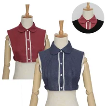 Hand-made Хлопок красные, синие белого цвета с оборками рубашка ложный воротник воротником милое женское колье воротник