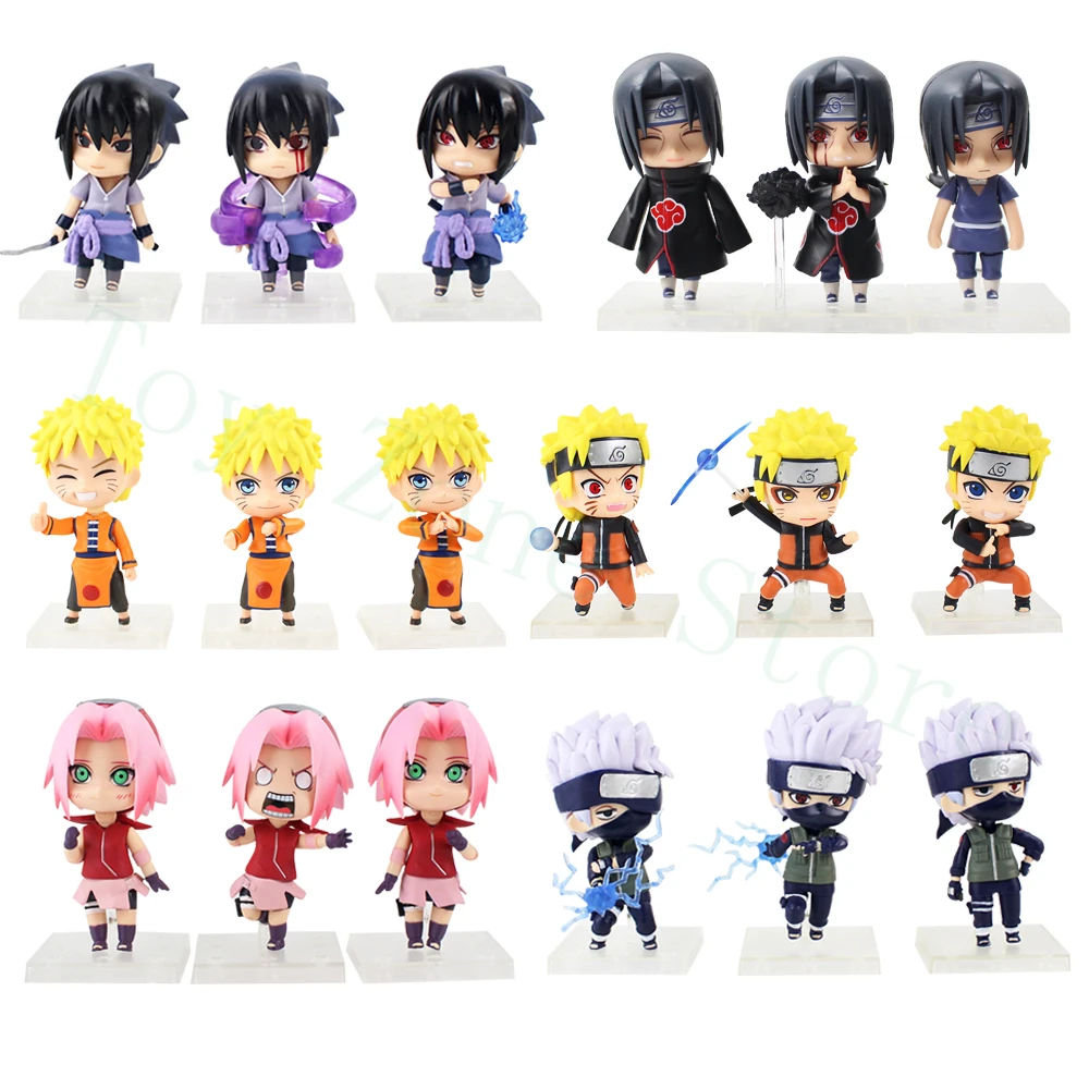 

3pcs/lot Naruto Shippuden Action Figures Itachi Uchiha Sasuke Sakura Kakashi Gaara Uzumaki Naruto Nendoroid Model Toys Kid Gifts