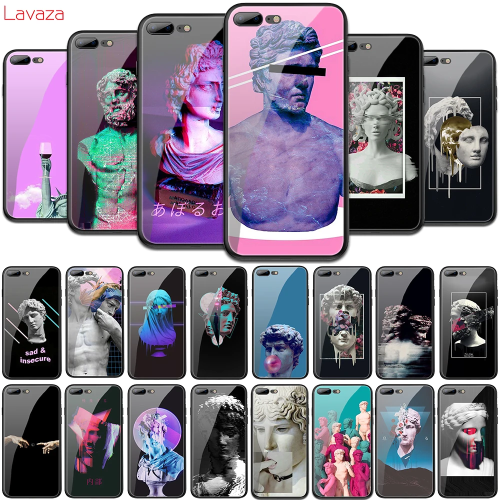 Lavaza Vintage Plaster Statue David Art Printing Tempered Glass Soft Cover for iPhone 6 6S 7 8 Plus 5 5S SE XR X XS 11 Pro MAX | Мобильные