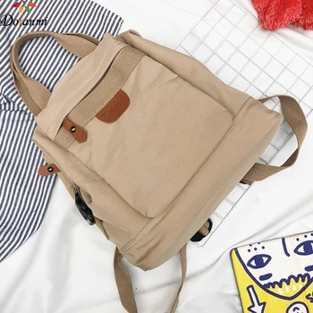 

DORANMI Canvas Backpack 2019 Large Capacity Schoolbag Women's Backpack Solid Back Shoulder Bag Female Mochila DJB746