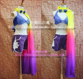 

LOL Fiora Pool Party Customized Uniforms Cosplay Costume Free Shipping + Glasses