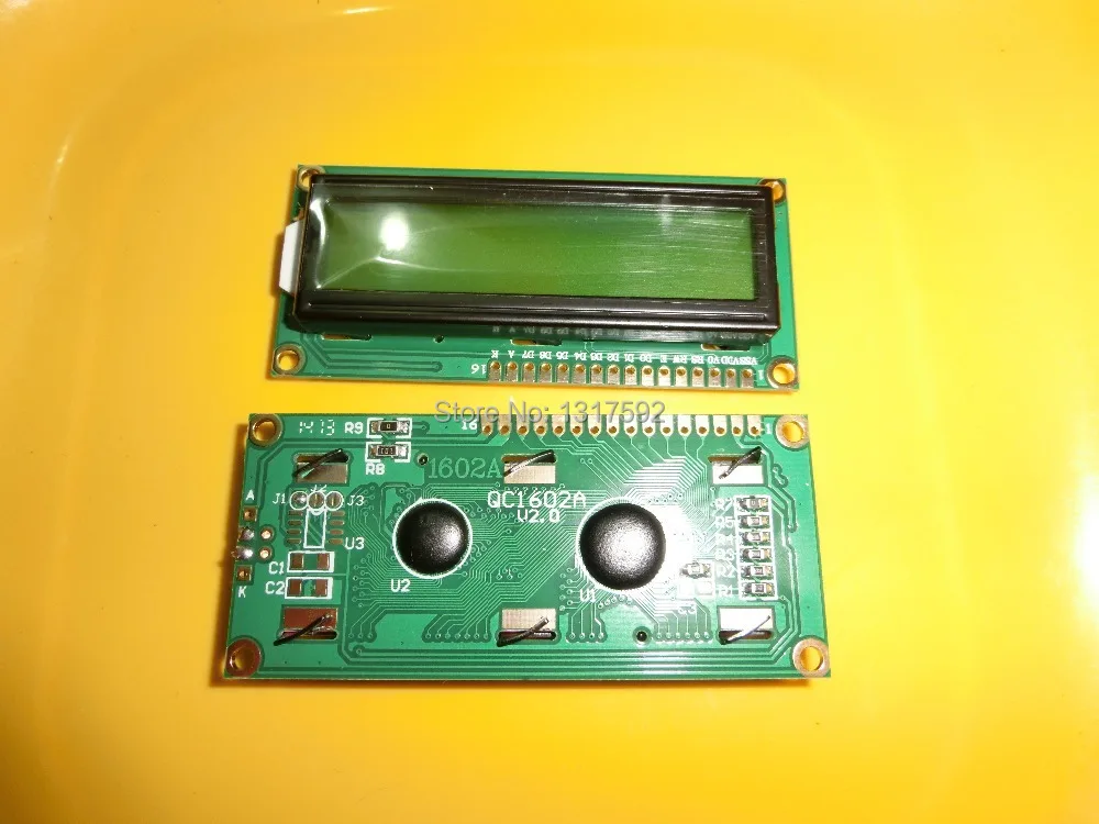 

Free shipping 2PCS 1602 16x2 HD44780 Character LCD Display Module GREEN Blacklight