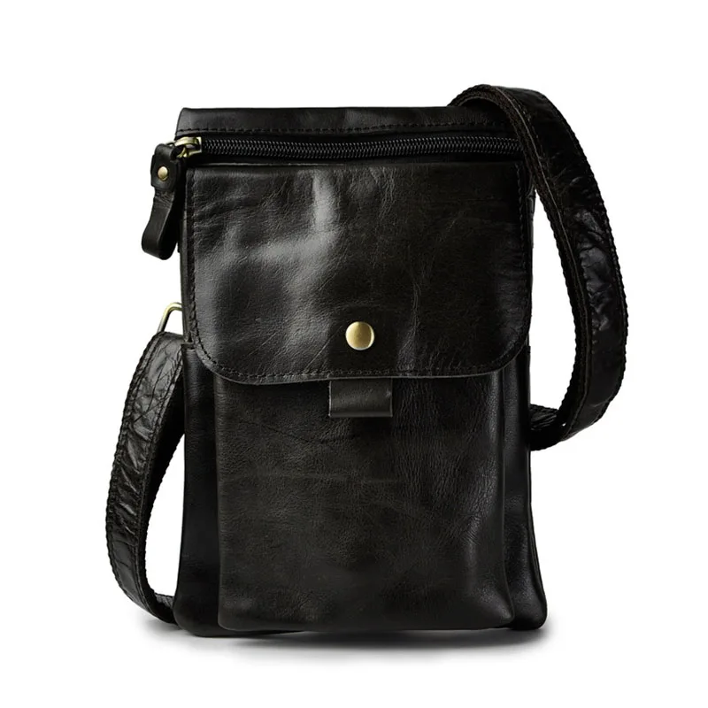 

Brand Vintage Genuine Leather Casual Travel Bag Men's Shoulder Messenger Bags Waist Belt Pack Cell Phone Case Oil Wax/Nubuck
