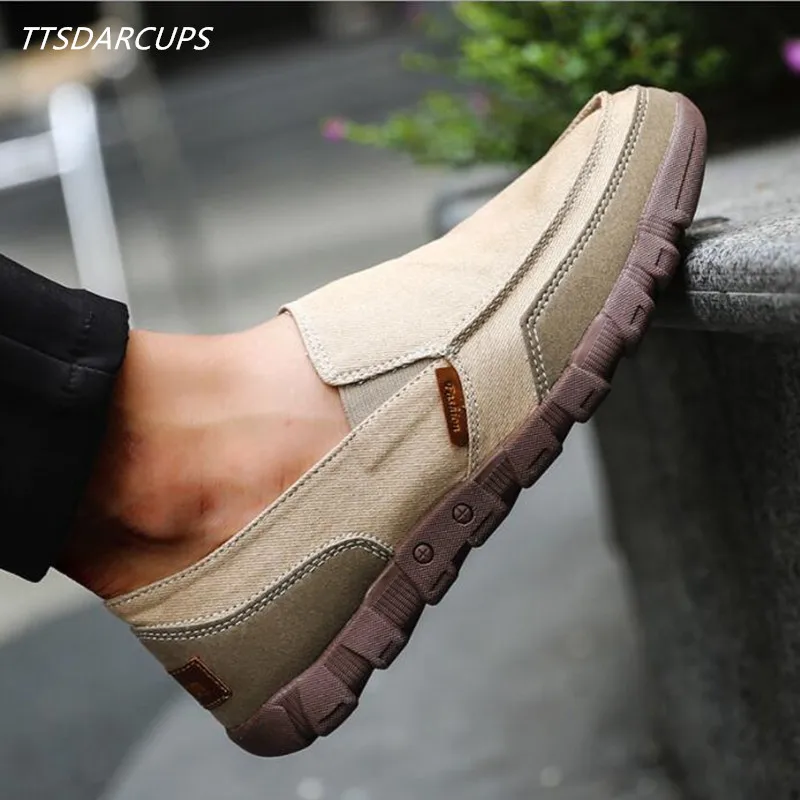 

TTSDARCUPS 2018 men's casual canvas shoes Korean version of the tide Big code 38-48 Smart Flat Shoes Male student shoes