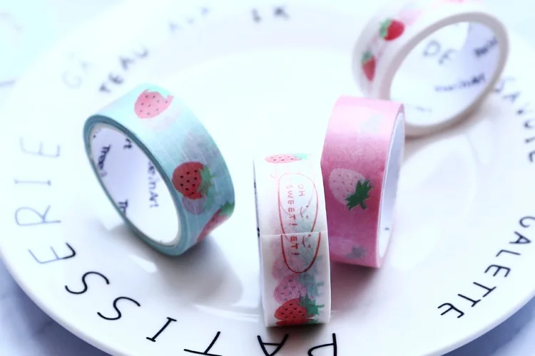 1.5CM*5M Strawberry Masking Tape Correction Washi Tape Scrapbooking Album Bottle DIY Decor Craft Tape Kids Gift