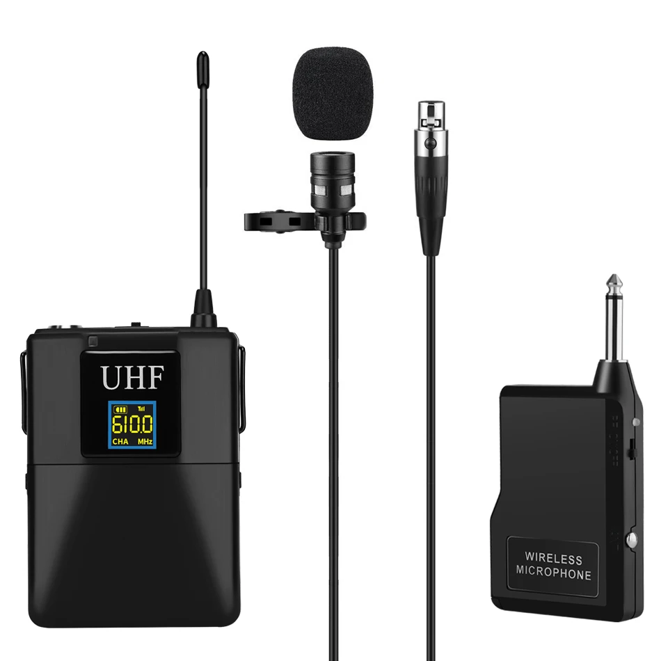 Microphone Professional UHF Wireless Microphone System Lavalier Lapel Mic Receiver+Transmitter for Camcorder Recorder Microphone podcast microphone