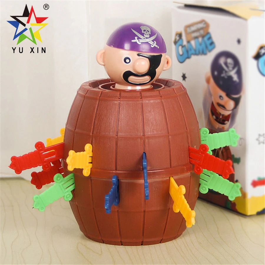 

2019 YUXIN New Strange Prank Toy Wooden Barrel Gags & Practical Jokes Sword Game Crisis Barrel Desktop Trick Toys Pirate Bucket