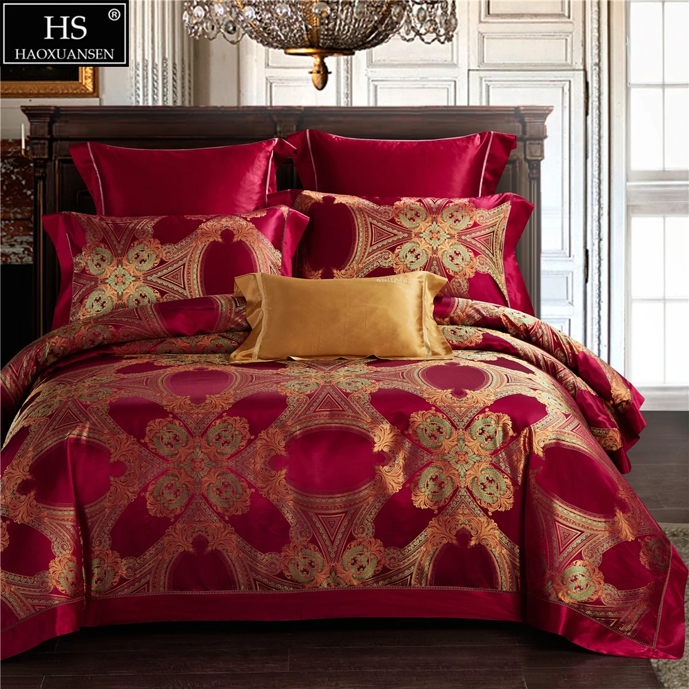 رومانسية الباروك الغزل مصبوغ الجاكار 4 قطع الفراش مجموعات 100% 26 Momme النقي طويلة مجدولة التوت الحرير الملك حجم طاقم غرفة نوم