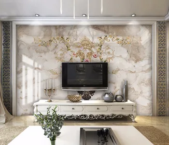 

Bacaz 8D Volakas White Marble Flower Wallpaper Mural for Living Room TV Background 3D Marble Mural 3d Wall paper 3d sticker