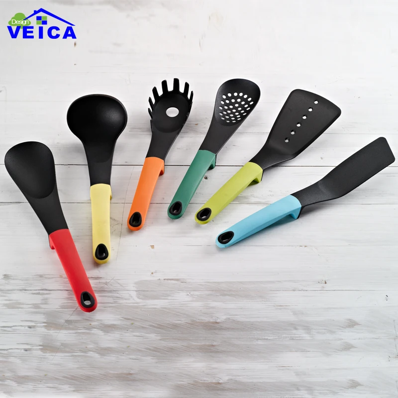 Download 6pcs Color Nylon Baking Nonstick kitchenware Cookware Cooking Tool with Silicone Handle Set ...
